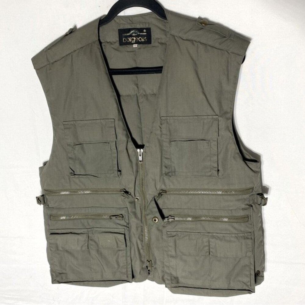 Vintage Borgeoiis Army Green Down Filled Utility Vest S Gorpcore Activewear
